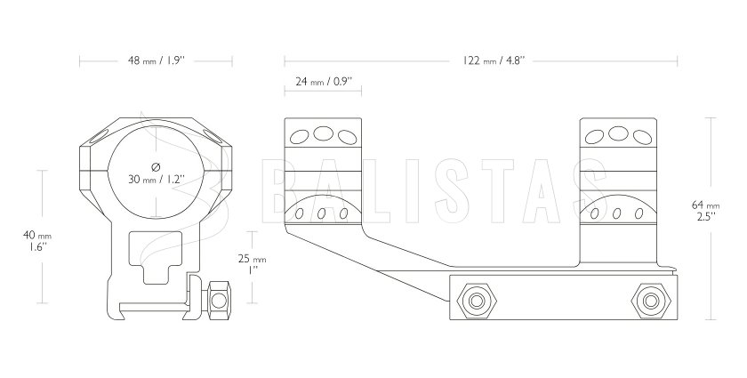 Montaje Hawke Tactical AR Cantilever 22mm/30mm, alta, monobloque