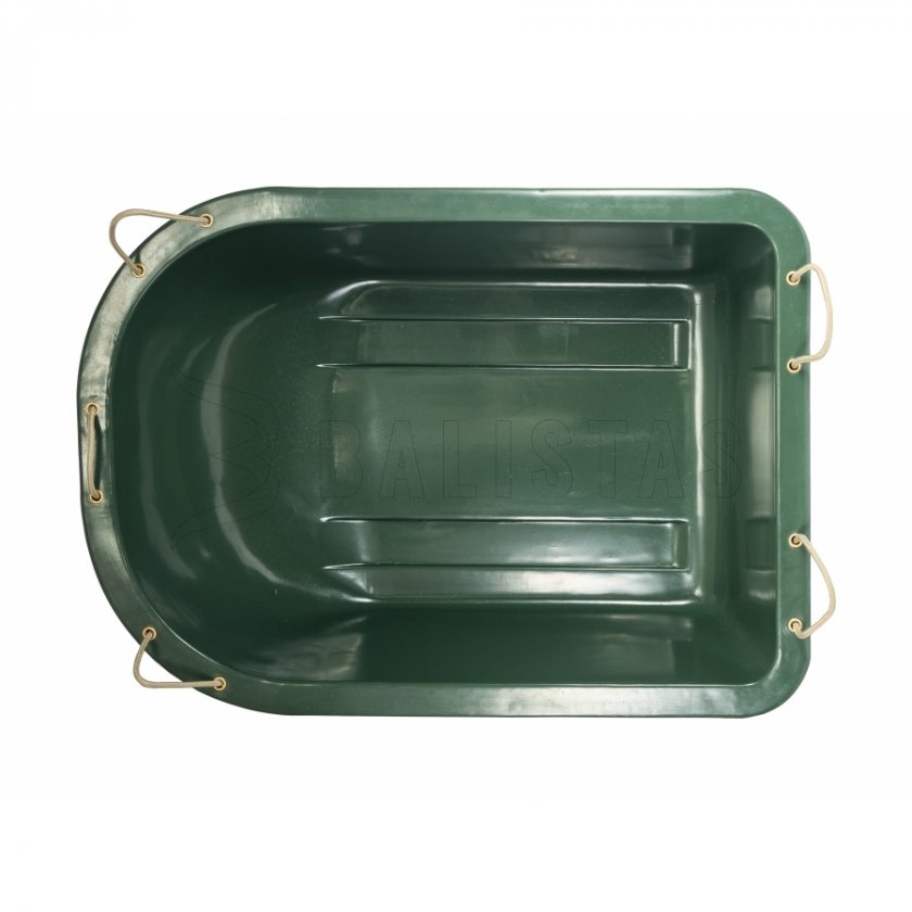 Gran bañera redondeada para transportar las piezas cazadas