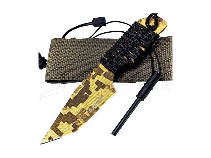 Cuchillo de supervivencia Kandar Digital Desert con pedernal N126