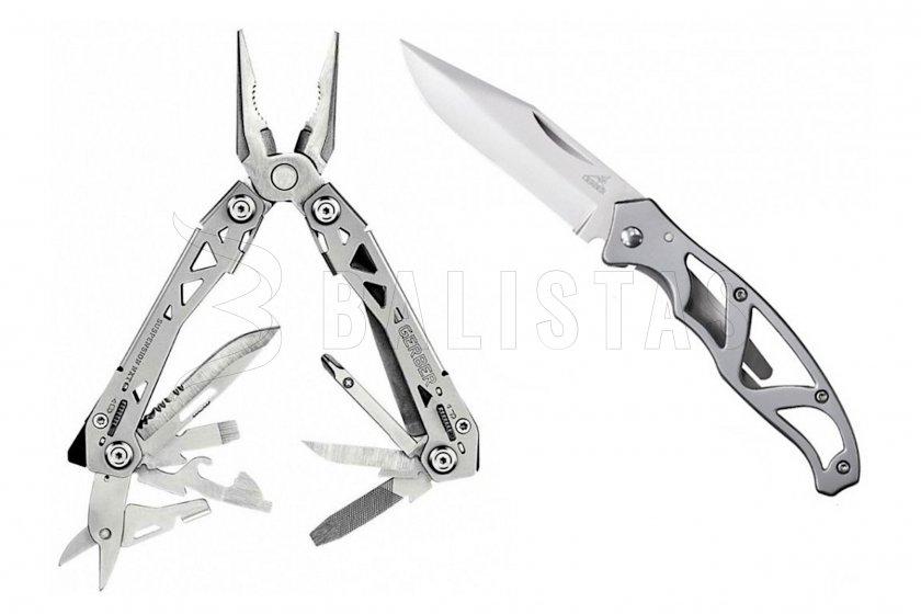 Set alicates Gerber Suspension-NXT + Mini navaja Paraframe, Estuche de regalo