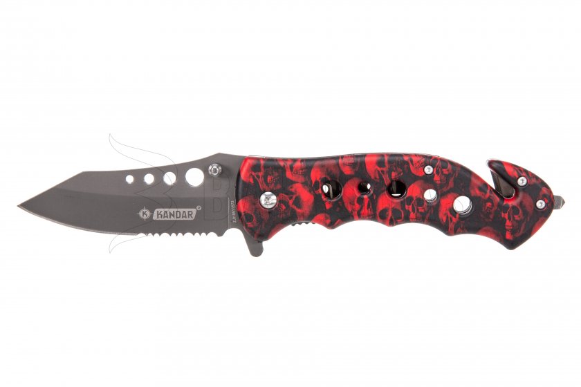Cuchillo calavera rojo Kandar N481