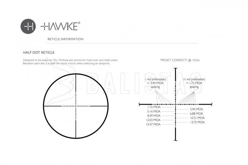 Visor Hawke Vantage 3-12x44 SF 1/2 MilDot 25,4mm
