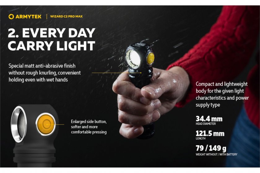 Linterna frontal Armytek Wizard C2 Pro MAX Luz Fría
