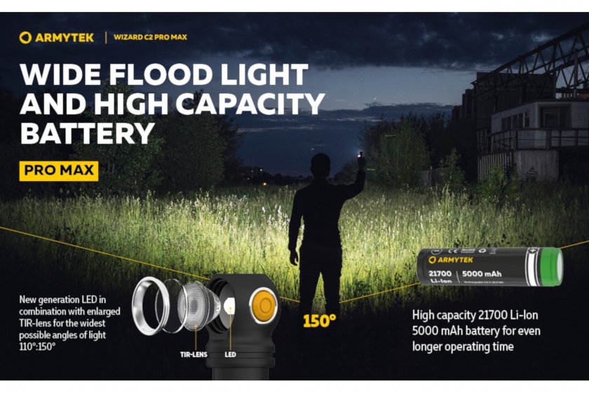 Linterna frontal Armytek Wizard C2 Pro MAX Luz Fría