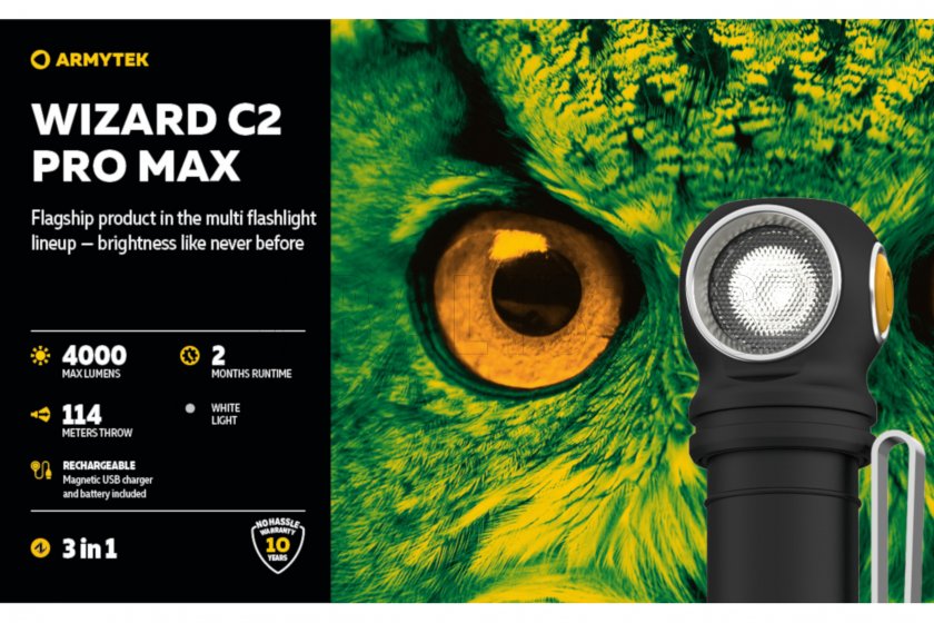 Linterna frontal Armytek Wizard C2 Pro MAX Luz Fría