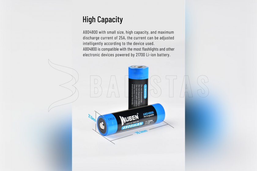 Batería Wuben 21700 B Li-Ion 4800mAh