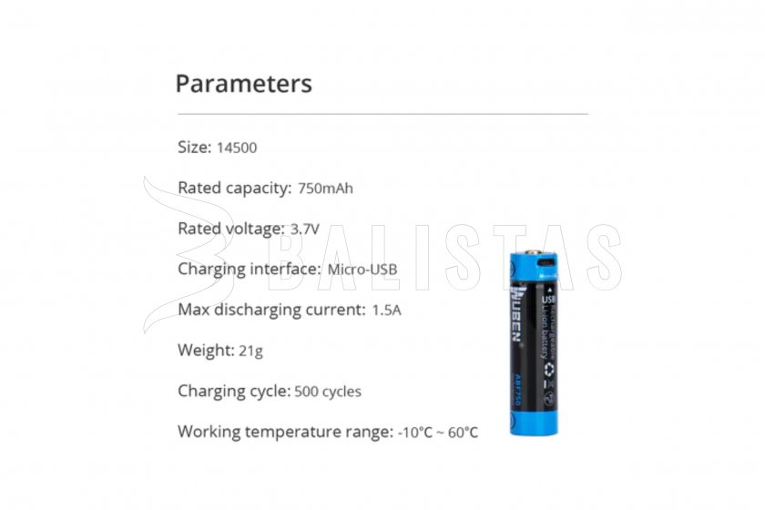 Batería Wuben 14500B Li-Ion 750mAh