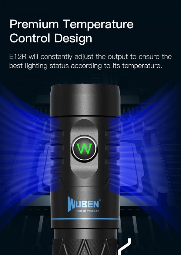Linterna Wuben E12R negra