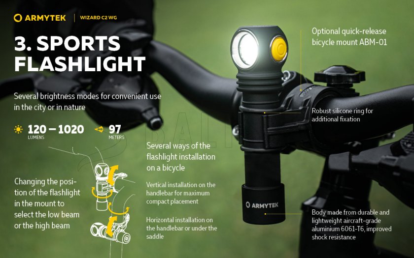 Linterna frontal Armytek Wizard C2 WG Luz cálida y verde