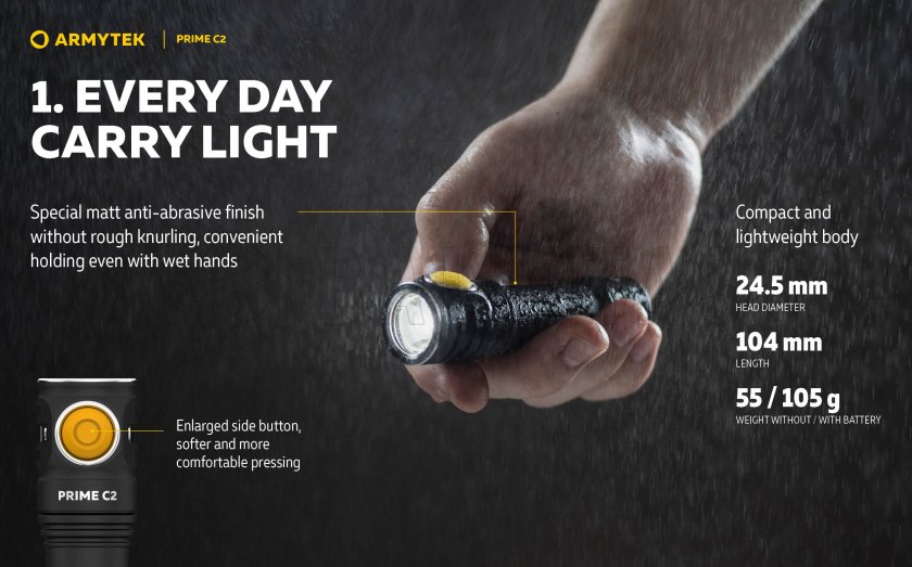 Linterna Armytek Prime C2 - luz cálida