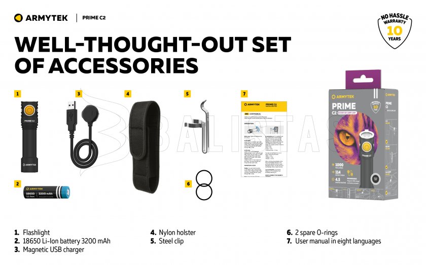 Linterna Armytek Prime C2 - luz cálida