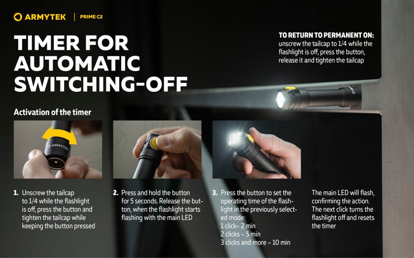 Linterna Armytek Prime C2 - luz cálida