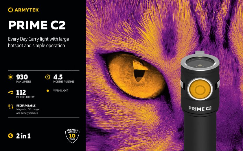 Linterna Armytek Prime C2 - luz cálida