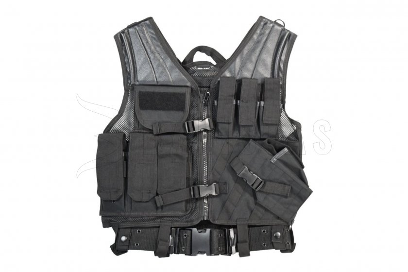Chaleco táctico Mil-Tec CROSSDRAW USMC negro