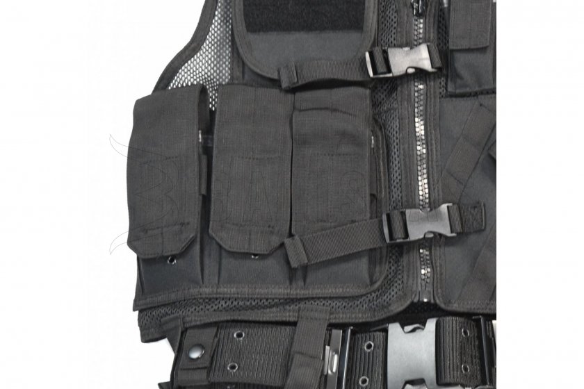 Chaleco táctico Mil-Tec CROSSDRAW USMC negro