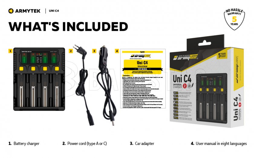 Cargador Armytek UNI C4 con enchufe tipo C