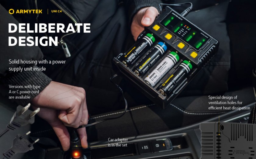 Cargador Armytek UNI C4 con enchufe tipo C