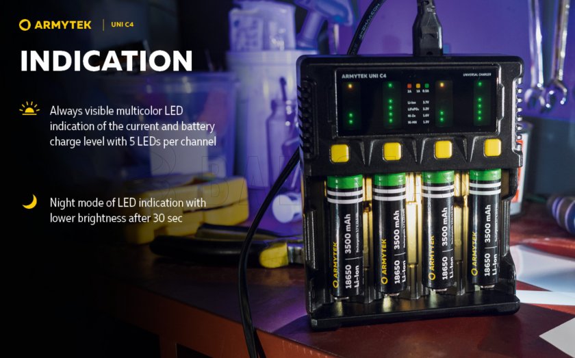 Cargador Armytek UNI C4 con enchufe tipo C