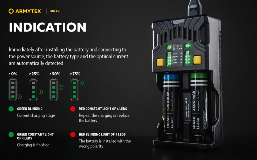 Cargador Armytek UNI C2 enchufe tipo C