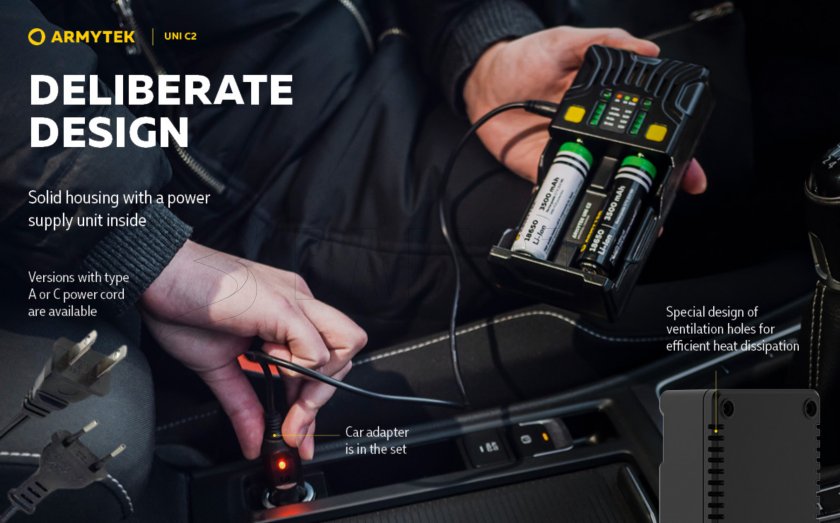 Cargador Armytek UNI C2 enchufe tipo C