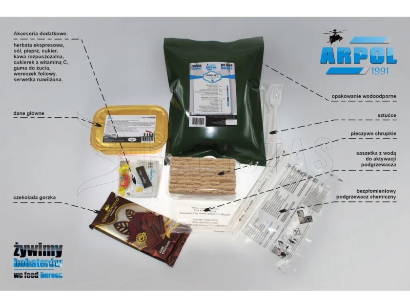 Paquete de 3 comidas para todo el día Arpol PC Land 2 MRE 5
