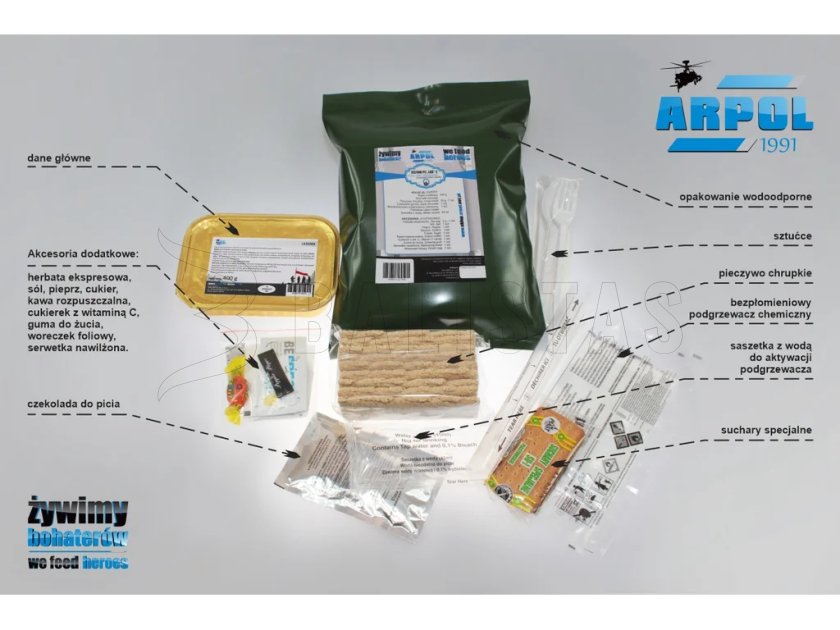 Paquete de 3 comidas para todo el día Arpol PC Land 2 MRE 4