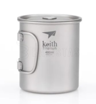 Taza de titanio Keith con tapa 450ml 2