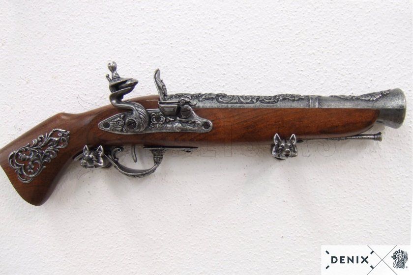 Réplica de pistola de pedernal Blunderbuss, Austria siglo XVIII 10