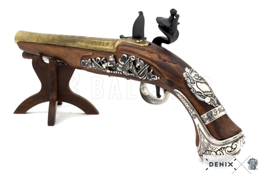 Réplica de pistola de chispa del general George Washington, Inglaterra, siglo XVIII 6