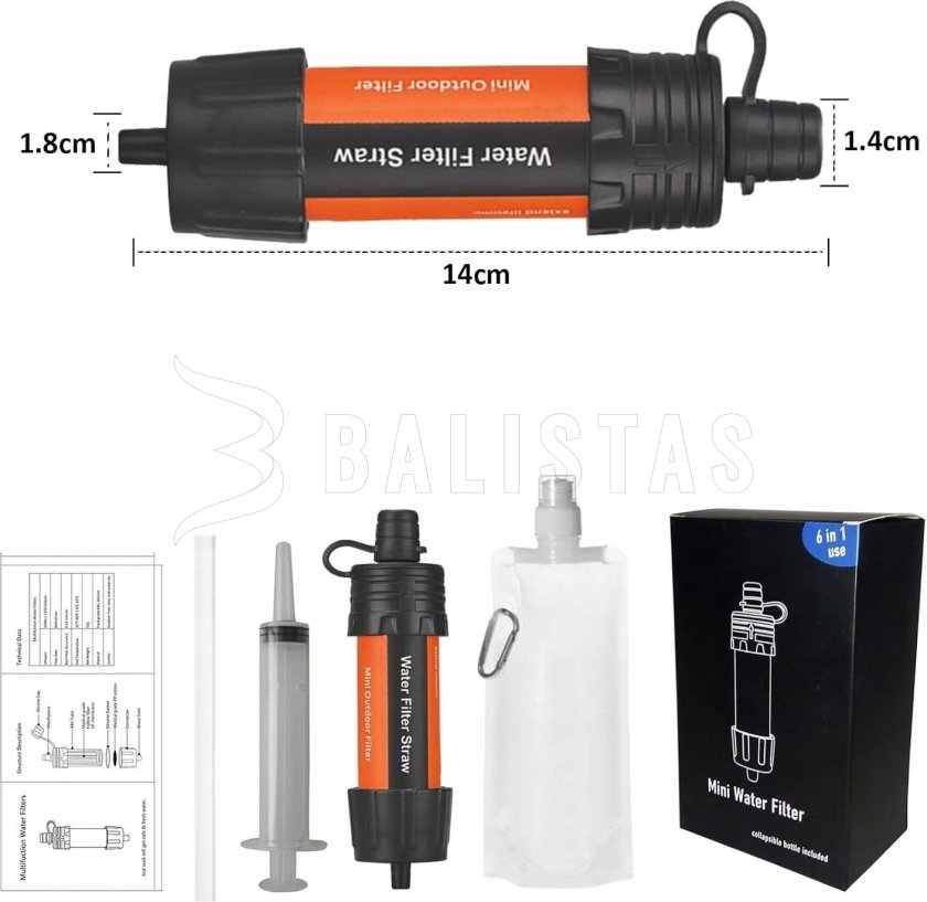 Filtro de agua de bolsillo Mini Water Filter 6 en 1 2