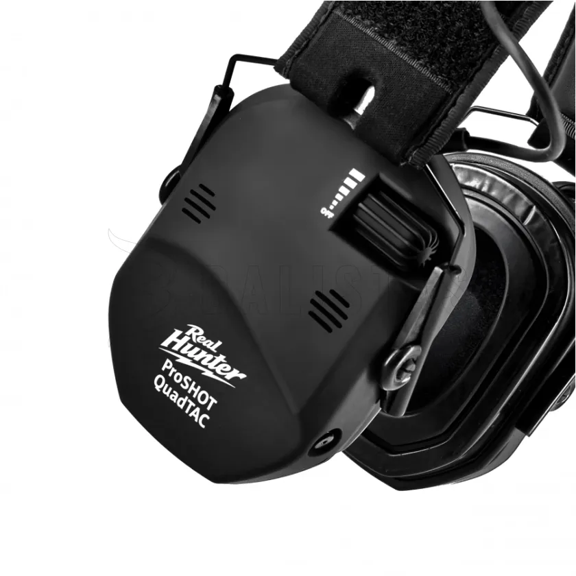 Protectores auditivos electrónicos de tiro RealHunter Active ProSHOT QuadTAC negros 2