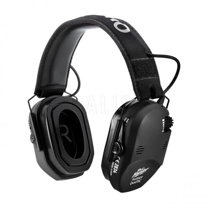 Protectores auditivos electrónicos de tiro RealHunter Active ProSHOT QuadTAC negros