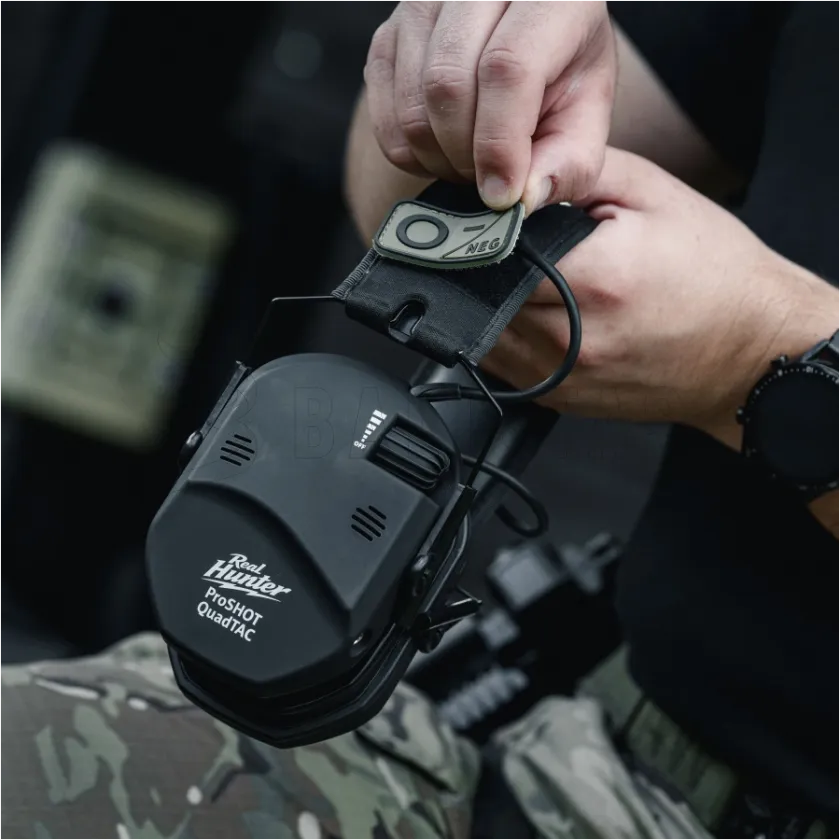 Protectores auditivos electrónicos de tiro RealHunter Active ProSHOT QuadTAC negros 10